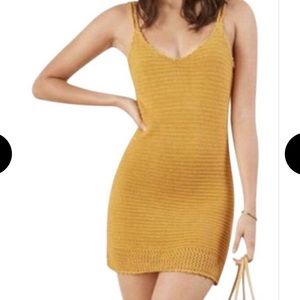 Reformation Andrea Ochre Yellow Linen mini dress